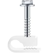 Oualhoo White Cable Clips with Inserted Screws, Flexible Single Cable Screw Clips, Electrical Wir...