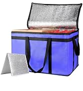 XXXL Insulated Food Delivery Bag - Reusable Thermal Cooler Grocery Bags for Doordash Catering, Pi...