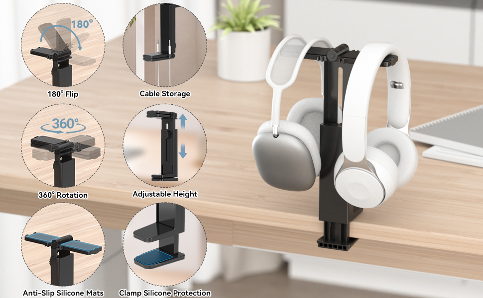 Desk headphone stand