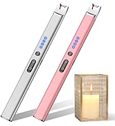 LcFun 2 Pack Candle Lighter Electric USB Rechargeable Plasma Arc Lighter with Safety Lock, Windpr...