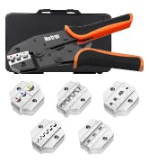 Noxtren 6-in-1 Ratcheting Wire Crimper Set with Interchangeable Dies | Chrome-plated dies for hea...