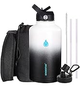 SENDESTAR Water Bottle 64oz Double Wall Vacuum Insulated Leak Proof Stainless Steel Sports Water ...