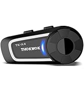 THOKWOK TK-X4 Motorcycle Bluetooth Headset, 6 Riders 2000m Helmet Intercom with Bluetooth 5.1/Mus...