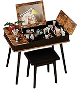 IRONCK Vanity Set with Mirror and Stool Makeup Vanity Desk Set with Flip Top Writing Desk 2 Side ...
