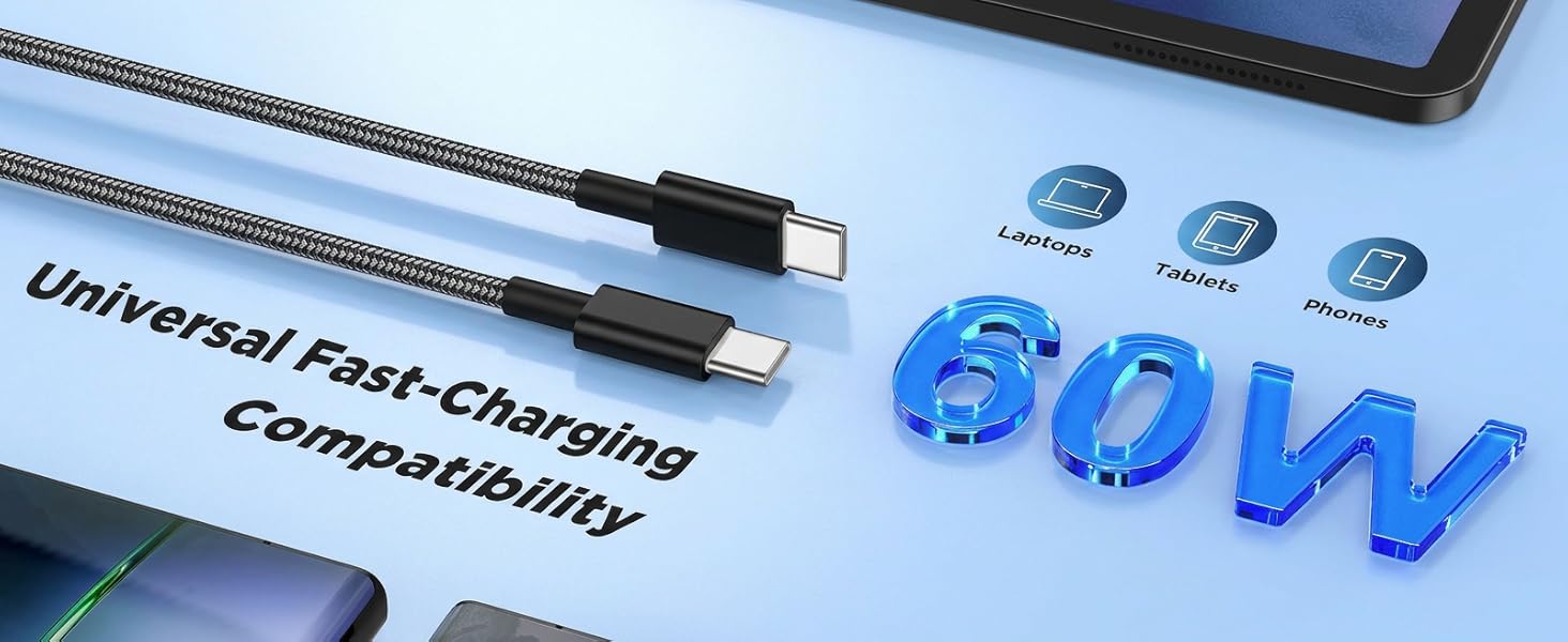 Braided USB C to USB C Cable 3FT/6FT/10FT