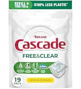 Cascade Free &amp; Clear Dishwasher Pods, Dishwasher Detergent, Dish Detergent Soap, Lemon Essence, 1...