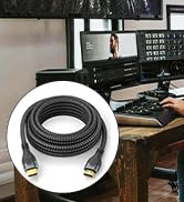 HXRKDEV 4K HDMI Cable 30Ft, Ultra High Speed HDMI Cable 2.0 Cord Braided (18Gbps), 4K@60Hz, Gold ...