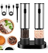 JXAVO 2 Pack Electric Salt and Pepper Grinder Set, Salt and Pepper Shakers with LED Light, USB C ...