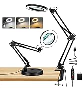 10X Magnifying Glass with Light and Stand, Drdefi 2-in-1 LED Lighted Magnifier, 3 Color Modes Ste...
