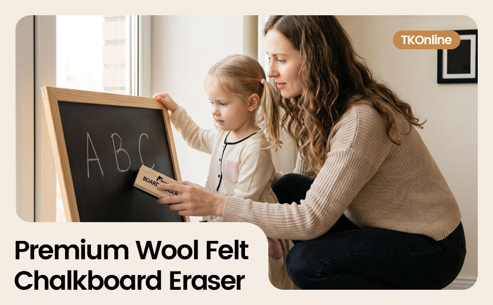 TKOnline 12 Pack Premium Wool Felt Chalkboard Eraser – Dustless, Kid-Friendly, for Whiteboard &amp; Blac