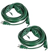 Suraielec 2 Pack 25 FT Outdoor Extension Cord with Multiple Outlets, 3 Outlet Multi Plug Cord, 16...