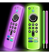 2 Pack Silicone Remote Cover, Anti Slip Silicone Protective Case with Color Lanyard Glow in The D...