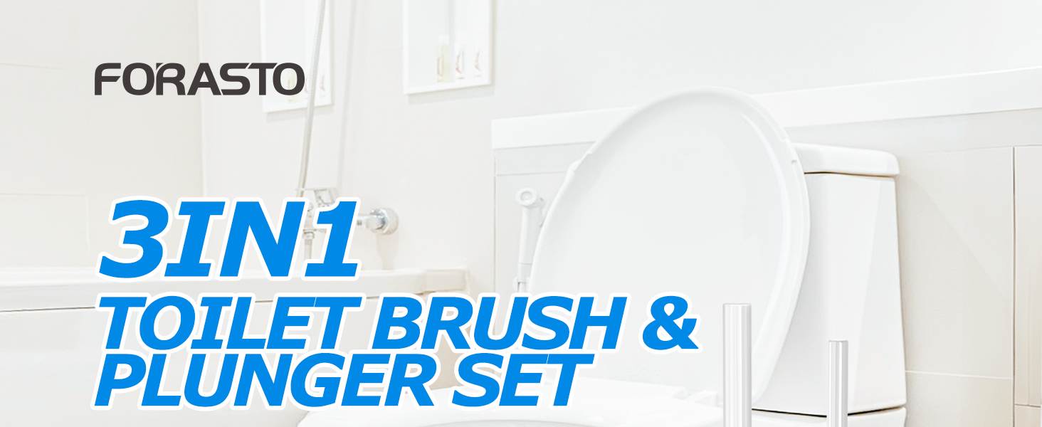 FORASTO 3 in 1 Toilet Brush and Plunger Set