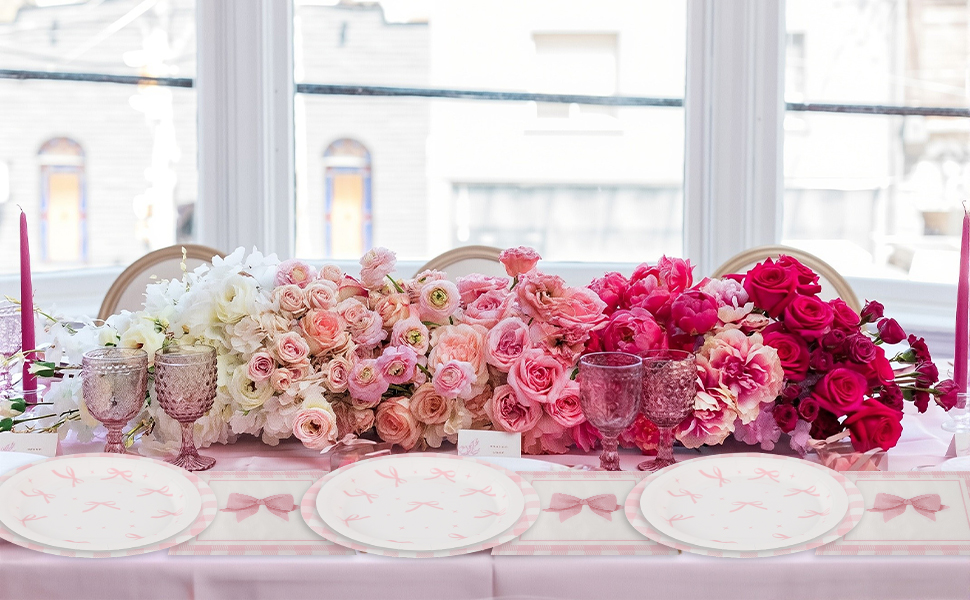 pink bow birthday decorations
