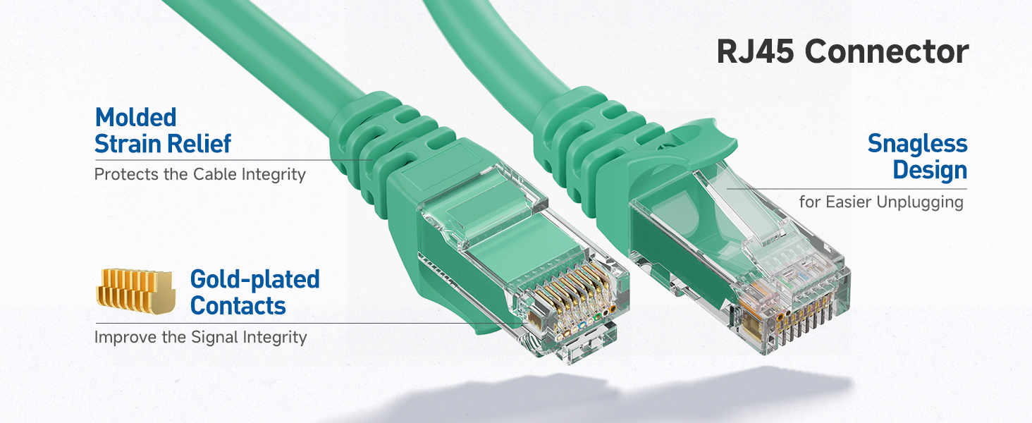 Durable Cat6 cable with gold-plated connectors for secure connections