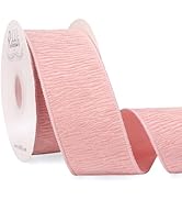 Ribbli Pink Crinkled Velvet Wired Ribbon 2.5 Inch Velvet Christmas Ribbon for Gift Wrapping Chris...