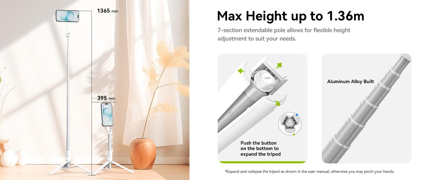 ULANZI 54'' Magnetic Selfie Stick Tripod Pro, All-in-One Phone Tripod w Magnetic Phone Holder