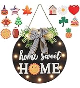 Interchangeable Welcome Sign for Front Door with 14 Changeable Icons, Farmhouse Front Porch Decor...
