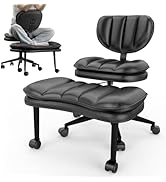 Cross Legged Office Chair, Ergonomic Cloud Criss Cross Desk Chair, Meditation Chair with Wheels, ...