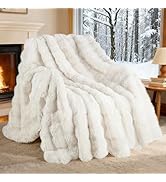 Exclusivo Mezcla Faux Fur Twin Size Blanket for Bed, Luxury Reversible 3D Rabbit Bubble Fur Fuzzy...