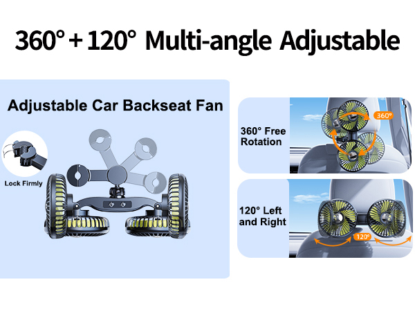 DICMKY Dual Head Car Cooling Fan for Back Seat