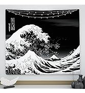 Ovenbird Wave Tapestry Japanese Great Wave, Anime Tapestry for Bedroom Aesthetic, Cute Tapestry W...