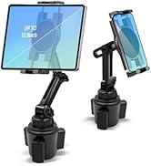 Cup Holder Car Tablet Mount, 360° Adjustable 2-Arm Stand Holder for iPad Pro 12.9/11/10.5/9.7/Air...