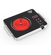 WABK Portable Electric Cooktop, 1800W Infrared Hot Plate Countertop Burner with Handle, 110V Sing...