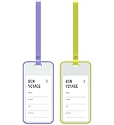 pack all Luggage Bag Tags Baggage Tags Travel Suitcase Tags with Name ID Card 2 Pack (Chartreuse ...