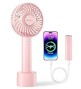 HandFan Portable Handheld Fan with Portable Charger, Rechargeable Personal Fan with Charging Base...