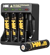 HW 4 Pack Lithium Rechargeable AAA Batteries with Charger, 1.5V 1200mWh Triple A Lithium Ion Batt...