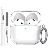 AhaStyle Clear Airpods 4 Case Cover with Cleaning Kit [Anti-Yellowing] Soft TPU Protective Covers...