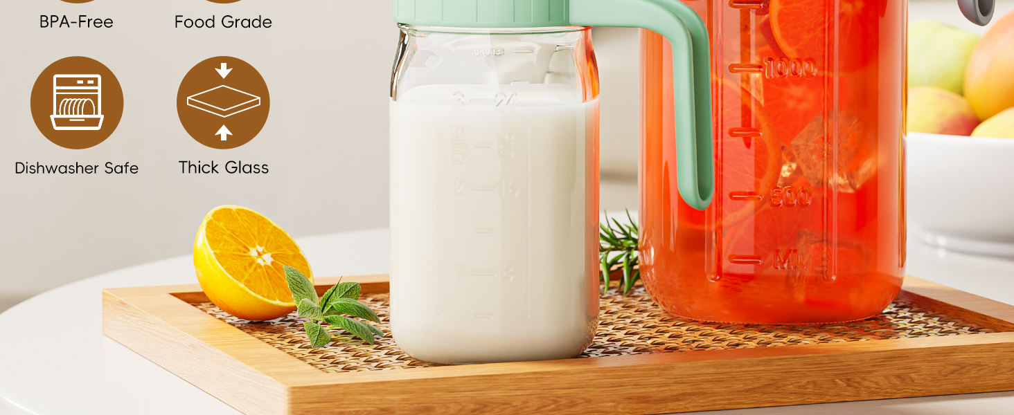 glass pitchers with handle and lid