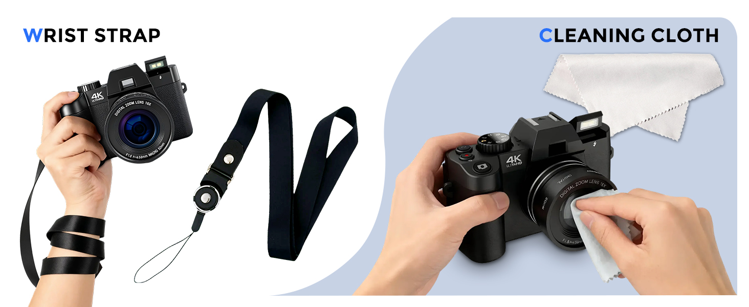 4k digital camera with strap and cleaning cloth 2