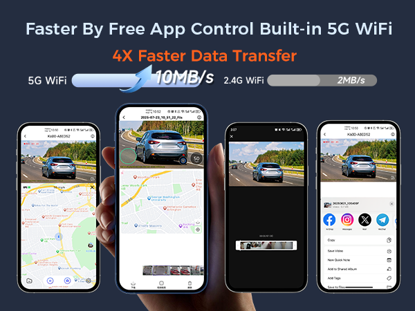 wireless dual dash cam with 5G wifi