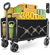 Wagons Carts Foldable - Collapsible Wagon 360Lbs, Folding Wagon Cart with Wheels, Foldable Wagons...