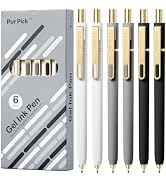 Pur Pick Aesthetic Gel Pens Set, 6PCS 0.7mm Quick Dry Black Ink Pens, Smooth Writing Retractable ...
