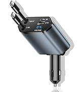 ALIANSHENG Retractable Car Charger, 4 in 1 Car Charger Adapter with Retractable Cables and Voltag...