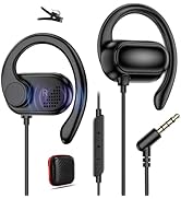APETOO 3.5mm Open-Ear Headphones with Adjustable Earhook,Mic &amp; Volume Control,4.9ft Wired Earbuds...