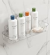 COLINCH Acrylic Shower Shelf – Adhesive, No-Drill Bathroom Wall Shelf, Clear 12.2