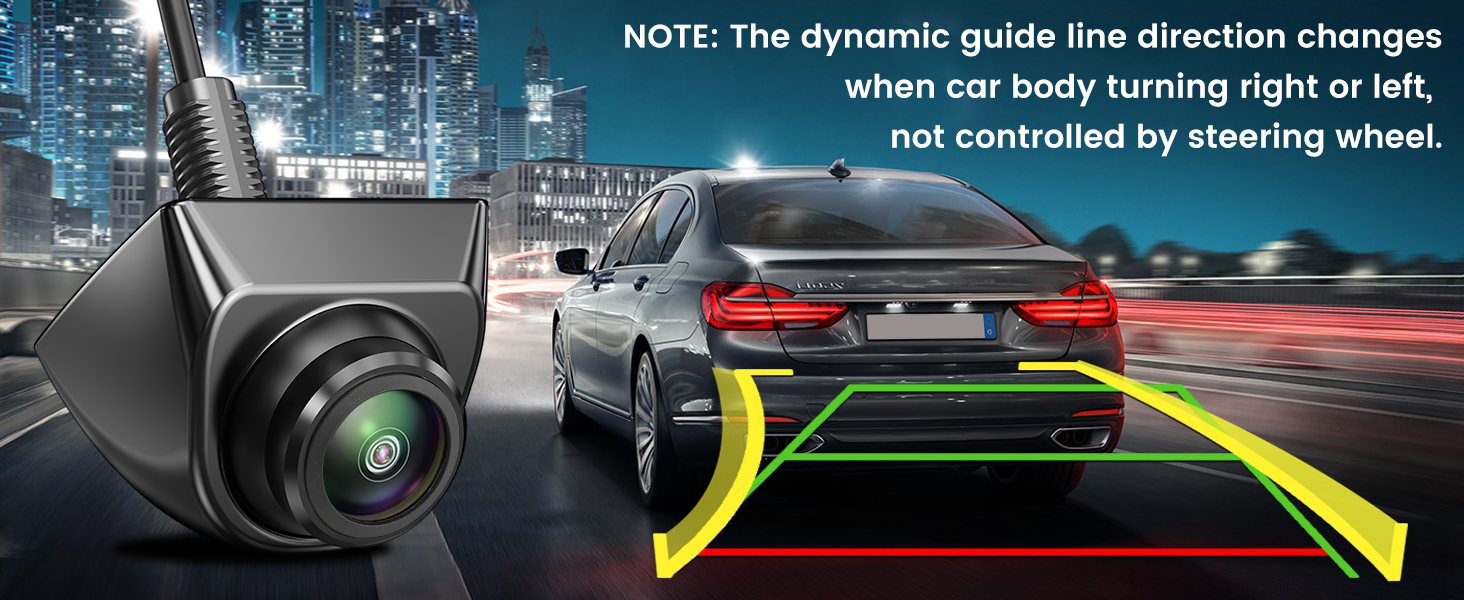 GreenYi backup camera with dynamic trajectory guide line