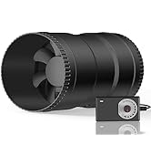Hon&amp;Guan 6 Inch Inline Booster Duct Fan with Speed Controller - 345 CFM Airflow with 19.2W Ultra-...