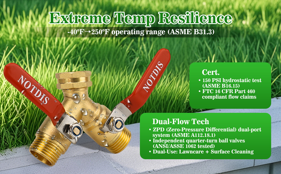 Hose Splitter 2 Way Heavy Duty Brass Garden Hose Splitter