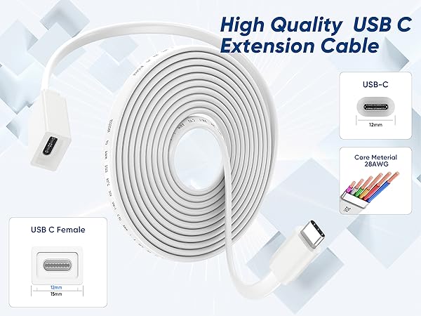 usb c extension cable 10ft/16.5ft