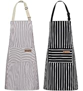 NLUS 2 Pack Kitchen Cooking Aprons, Adjustable Bib Soft Chef Apron with 2 Pockets for Men Women (...