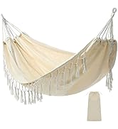 Garpans Double Hammock Boho Macrame Hammock 2 Person Hammock Bed with Tassels for Indoor Outdoor ...