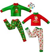 JOYIN 4 Pcs Santa Ugly Sweaters for Doll, Cupcakes and Donuts Themed Naughty Pajamas, Green and R...