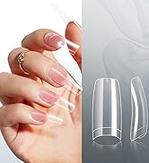 krofaue 500PCS Clear False Nails Tips - Half Cover Lady French Style Acrylic Artificial Tip Manic...