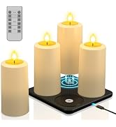 PChero Rechargeable Flameless Candles with Remote &amp; Magnetic Charging Base, Outdoor Waterproof Ba...