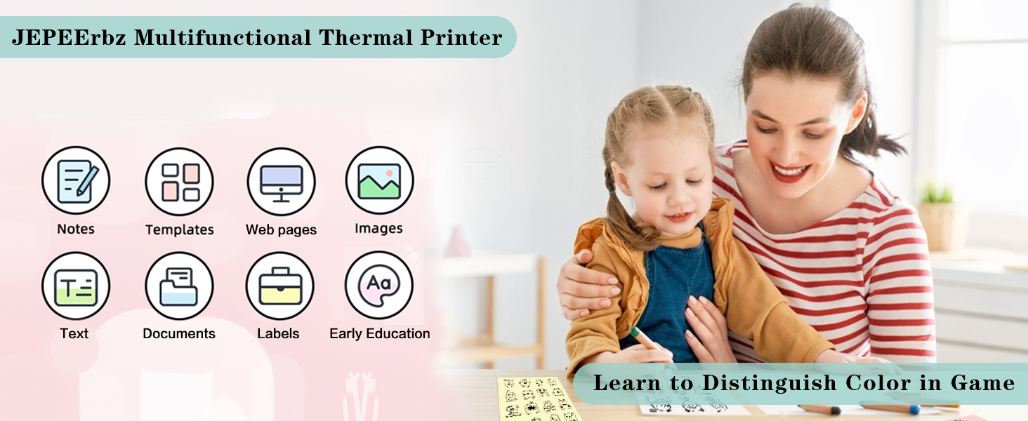JEPEErbz Multifunctional Thermal Printer / Learn to Distinguish Color in Game